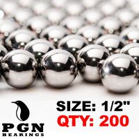 PGN - Slingshot Ammo 1/2" Inch (.50 Caliber) Precision Steel Bearing Balls (200 PCS)