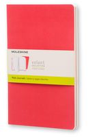 Moleskine Volant Journal, Soft Cover, Large (5" x 8.25") Plain/Blank, Geranium Red (Set of 2)