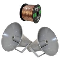 2x Pyle PHSP131T 13.5-Inch Indoor / Outdoor 70 Volt Transformer, 50 Watts PA Horn Speaker Bundle Combo With Enrock 16-Gauge 50 Feet Speaker Wire