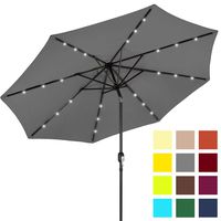 Best Choice Products 10-Foot Solar Powered Aluminum Polyester LED Lighted Patio Umbrella w/Tilt Adjustment and Fade-Resistant Fabric, Gray