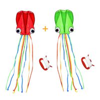 SINGARE Large Octopus Kite Long Tail Beautiful Easy Flyer Kites Beach Kites, Good Toys for Kids and Adults-(Red+Green)