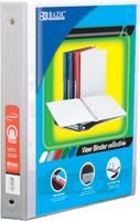 BAZIC 1" White 3-Ring View Binder w/ 2-Pockets (Case of 12) (3137-12)