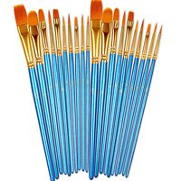 BOSOBO Paint Brushes Set, 2 Pack 20 Pcs Round Pointed Tip Paintbrushes Nylon Hair Artist Acrylic Paint Brushes for Acrylic Oil Watercolor, Face Nail Art, Miniature Detailing & Rock Painting, Blue