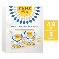 Simple Mills Almond Flour Cracker Snack Pack, Fine Ground Sea Salt, 4.9 Ounce, Pack of 3