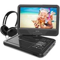 WONNIE 12.5 Inch Portable DVD Player with USB / SD Slot, 10.5" Swivel Screen, Built in Rechargeable Battery (Black)