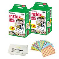 Fujifilm INSTAX Mini Instant Film 2 Pack - 40 Sheets - (White) for Fujifilm Instax Mini 8 & Mini 9 Cameras + Frame Stickers and Microfiber Cloth Accessories ...