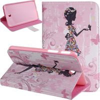 Galaxy Tab 3 7.0 Case,Butterfly Fairy and Flower Inlaid Shiny Glitter Diamond Pu Leather Flip Protective Case Cover for Samsung Galaxy Tab 3 7.0 P3200/ P3210/ T210/ T211,Dresses Grils