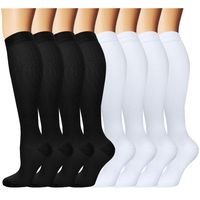 8 Pack Copper Knee High Compression Socks For Men & Women-Best For Running,Athletic,Medical,Pregnancy and Travel -15-20mmHg