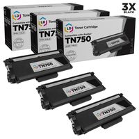 LD Compatible Toner Cartridge Replacement for Brother TN750 High Yield (Black, 3-Pack)