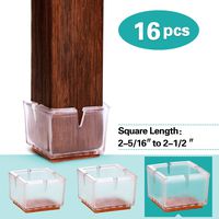 MelonBoat Chair Leg Floor Protectors with Felt Furniture Pads, Chair Glides Feet Caps, A-SQ061, 16 Pack, Fit Square 2-5/16 inches to 2-1/2 inches (5.8-6.4cm)
