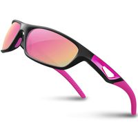 RIVBOS Polarized Sports Sunglasses Driving Glasses Shades for Men TR90 Unbreakable Frame for Cycling Baseball RB831 (Black&Pink)