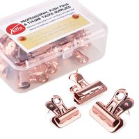 Yalis Push Pins Clips 15-Count, Pinning No Holes for Paper, Creative Paper Clips with Tack for Cork Board and Photo Wall (Rose Gold)