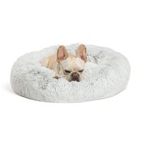 Best Friends by Sheri Calming Shag Vegan Fur Donut Cuddler (23x23 Small - Frost), Cat and Dog Bed, Self Warming and Cozy for Improved Sleep, Machine Washable for Pets Up to 25 lbs.