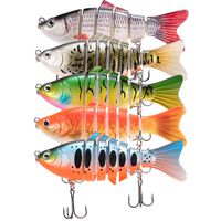 Lixada 5Pcs Fishing Lure Set with Storage Box Multi Jointed Segment Swimbait Lifelike Hard Bait Crankbait Treble Hooks for Bass Perch Trout