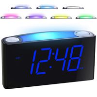 Alarm Clock for Bedrooms - 7 Color Night Light,2 USB Chargers, 7" Large LED Display with Slider Dimmer, 12/24 H,Battery Backup, Plug-in Loud Alarm Clock for Heavy Sleeper,Teen,Elderly, Boys&Girls Kids