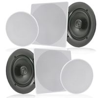Pyle Pair 6.5" Flush Mount In-wall In-ceiling 2-Way Speaker System Spring Loaded Quick Connections Changeable Round/Square Grill Stereo Sound Polypropylene Cone Polymer Tweeter 200 Watts (PDIC1666)