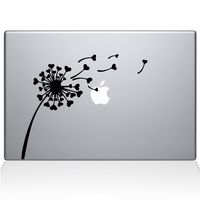 The Decal Guru 2045-MAC-13P-BLA Dandelion Hearts Decal Vinyl Sticker, Black, 13" MacBook Pro (2015 & Older)