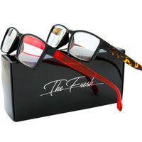 2 Pack Computer Reading Glasses Against Eye Strain, Fatigue Dry Eyes Anti 80% Blue Light, Glare (Black/Red1 & Black/Demi1, 4.0)