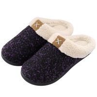 ULTRAIDEAS Women's Cozy Memory Foam Slippers Fuzzy Wool-Like Plush Fleece Lined House Shoes w/Indoor, Outdoor Anti-Skid Rubber Sole (11-12,Purple)