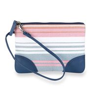 Levenger Charlotte Secure Zip Pouch-Canvas - Blue/Pink Blue Pink (AM3250 BLPK)
