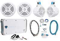 2 Rockville RMSTS65W 6.5" Marine Boat Speakers+2 8" Wakeboards+Amp+Wire Kit