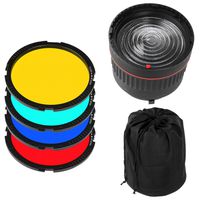 Fotga 10x Focus Bowens Mount Lens Studio Light Condenser Mount Adjustable + 4 Colorful Filters for Flash LED Light Photo Studio Photography