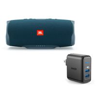 JBL Charge 4 Portable Waterproof Wireless Bluetooth Speaker Bundle with Anker 2-Port Wall Charger - Blue