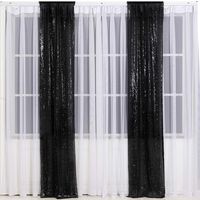Eternal Beauty Glitter Sequin Backdrop Curtains for Wedding Party Decor, Sequence Christmas Backdrop Curtain (2 Pack, W2 x H8FT,Black)