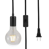 ASOKO Vintage Pendant Hanging Light Cord, UL Listed Socket Light Cord with Plug, Black Flished Metal Shell, 13ft Woven Fabric Cord, E26/E27 Scoket, in-line ON/Off Switch, DIY Projects (Black)