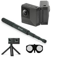 Insta360 EVO All-in-One Bundle: 180 3D + 360 Degree Action Video Camera with FlowState Stabilization + Invisible Selfie Stick, Headset and VR Ready (SD Card Sold Separately) Authorized Dealer