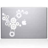 The Decal Guru Steampunk Gears MacBook Decal Vinyl Sticker - 13" MacBook Pro (2015 & Older) - White (1184-MAC-13P-W)