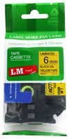 LM Tapes - Premium 1/4" Black Print on Yellow Label (6mm 0.23 Laminated) Compatible with Brother TZe-611 P-Touch Tape and Comes with a Tape Color/Size Guide for Easy reordering.