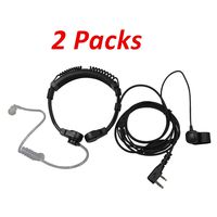 FANVERIM 2Pack Throat Mic Microphone Covert Acoustic Tube Earpiece Headset with Finger PTT Compatible for Kenwood Puxing Wouxun Baofeng Uv5R Two Way Radio 2pin (2 Packs)