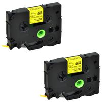 NineLeaf 2 Roll Black on Yellow Heat Shrink Tubes Label Tape Compatible for Brother HSe-611 HSe611 HS611 HS-611 for P-Touch PT1180 PTD200 PTD201 Label Maker - 5.8mm (0.23inch) x 1.5m (4.92ft)
