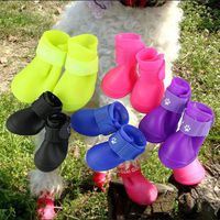Pesp Puppy Dogs Candy Colors Anti-slip Waterproof Rubber Rain Shoes Boots Paws Cover (Rose Red, Small)