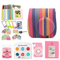 WOGOZAN Mini Camera Case Color Stripe for Fujifilm Instax Mini 9 8 8+ Instant Film Camera Premium PU Leather Includes mini8 Accessories