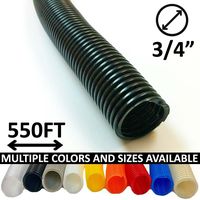 Electriduct 3/4" Split Wire Loom Tubing Polyethylene Flexible Conduit (0.75 Inch ID) - Black - 550 Feet