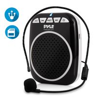 Pyle Compact Voice Amplifier - Portable Waistband PA Speaker with Headset Microphone, Rechargeable Battery, MP3/USB/SD Readers (PWMA55)