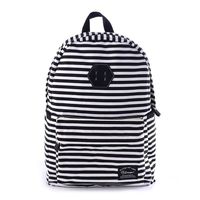 Douguyan Stripe Casual Lightweight Backpack Unisex Classic Shoulder Bookbag Daypack Laptop Bag Fits 14 Inch (Black)