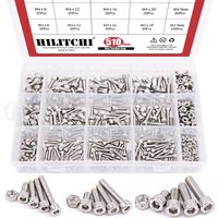 Hilitchi 510pcs M3 M4 M5 Stainless Steel Hex Socket Head Cap Bolts Screws Nuts Assortment Kit - 304 Stainless Steel