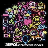 Neon Laptop Sticker Laptop Stickers Motorcycle Patches Sticker Pack Laptop Decals car Decals Skateboard Waterproof Stickers for Laptop Stickers for Teen - No-Duplicate Sticker (100 PCS)
