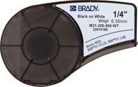 Brady M21-250-595-WT Cartridge, B595 Vinyl Indoor/Outdoor Material, 0.25" W x 21' L, Black on White