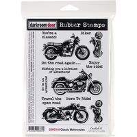 Darkroom Door Cling Stamps 7x5-Classic Motorcycle