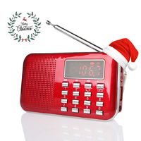 Radioddity RF23 AM FM Portable Pocket Radio MP3 Music Player, Lightweight and Ultra Thin, Support Micro TF Card USB Disk, Flashlight (Red)