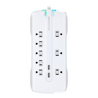 360 Electrical 360550 Visionary3.4 Surge Protector with 8 Outlets, Combo Data, Dual 3.4 Amp/17 Watt USB Charging, White