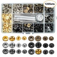120 Set Leather Snap Fasteners Kit, 12.5mm Metal Button Snaps Press Studs with 4 Installation Tools, 6 Color Leather Snaps for Clothes, Jackets, Jeans Wears, Bracelets, Bags