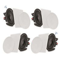 Pyle 8" 4 Bluetooth Flush Mount In-wall In-ceiling 2-Way Speaker System Quick Connections Changeable Round/Square Grill Polypropylene Cone & Tweeter Stereo Sound 4 Ch Amplifier 250 Watt (PDICBT286)
