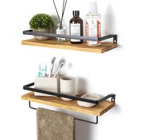 SODUKU Floating Shelves Wall Mounted Storage Shelves for Kitchen, Bathroom,Set of 2 Carbonized Black