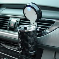 Vurtne Auto Car Ashtray Portable with Blue LED Light Lighter Ashtray Smokeless Smoking Stand Cylinder Cup Holder (Black)
