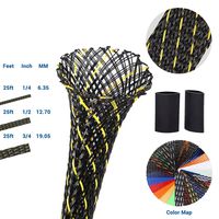 PET Expandable Braided Sleeving 0.75 Inch Flexo Cable Sleeve Braided Sleeve for Braided Wire Sleeve Management Cord Protector 25 FT BlackYellow Cable Sleeve